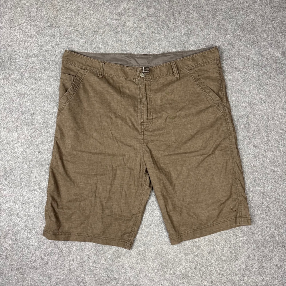 Prana Zion Mens Brown Stretch Hiking Outdoor Shorts Size 40W x 11L